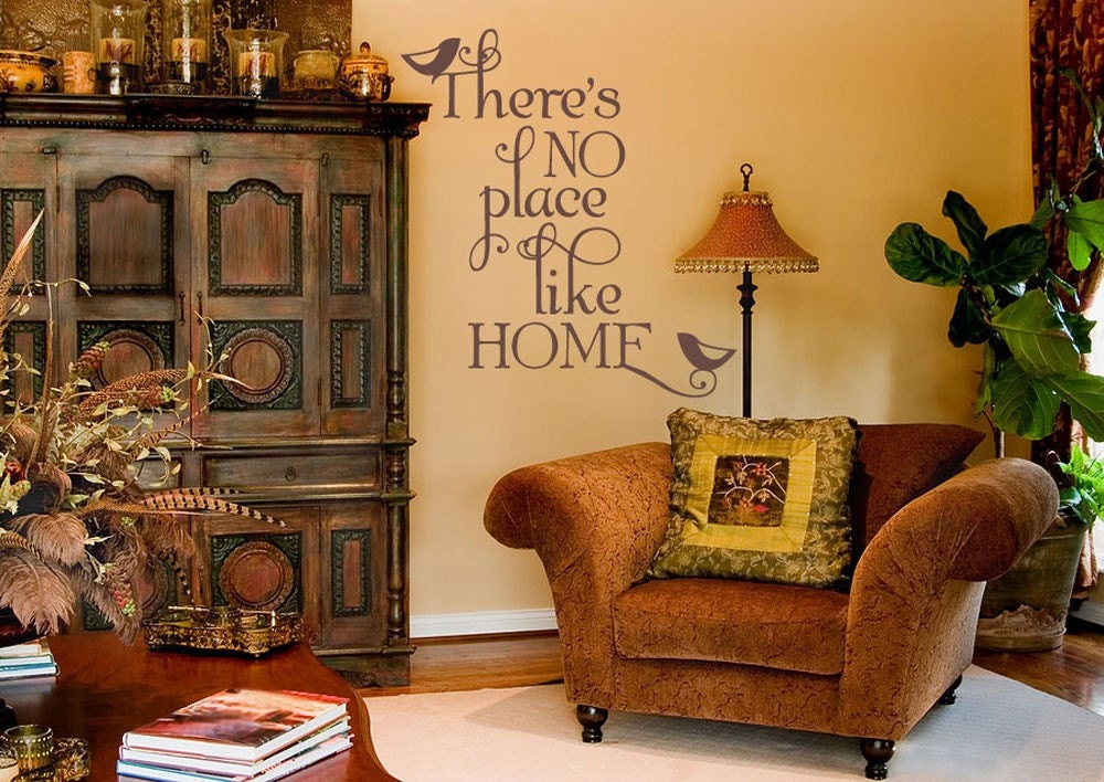 Vinyl Wall Decal Sticker Art -There's No Place Like Home - Fun decal with cute Birds