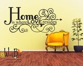 Vinyl Wall Decal Sticker Art - Home is Where Love Resides - Wall Mural