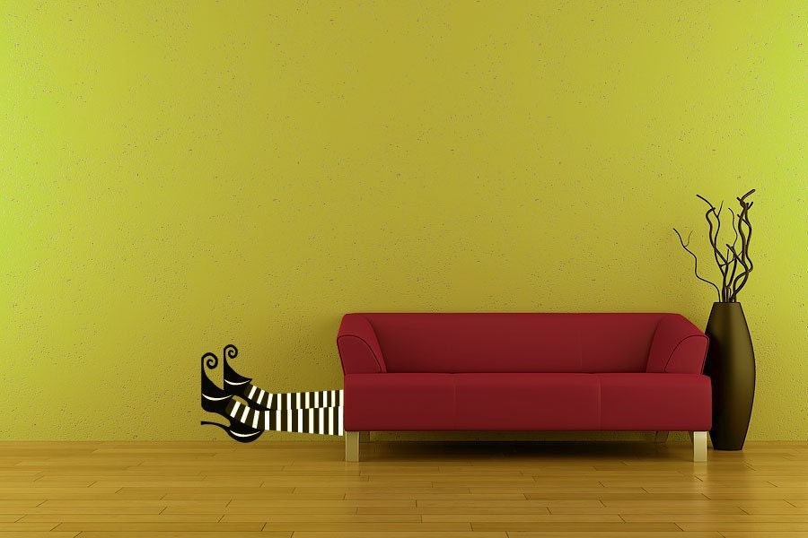 Vinyl Wall Decal Sticker Art -Witch Feet - Halloween Decoration
