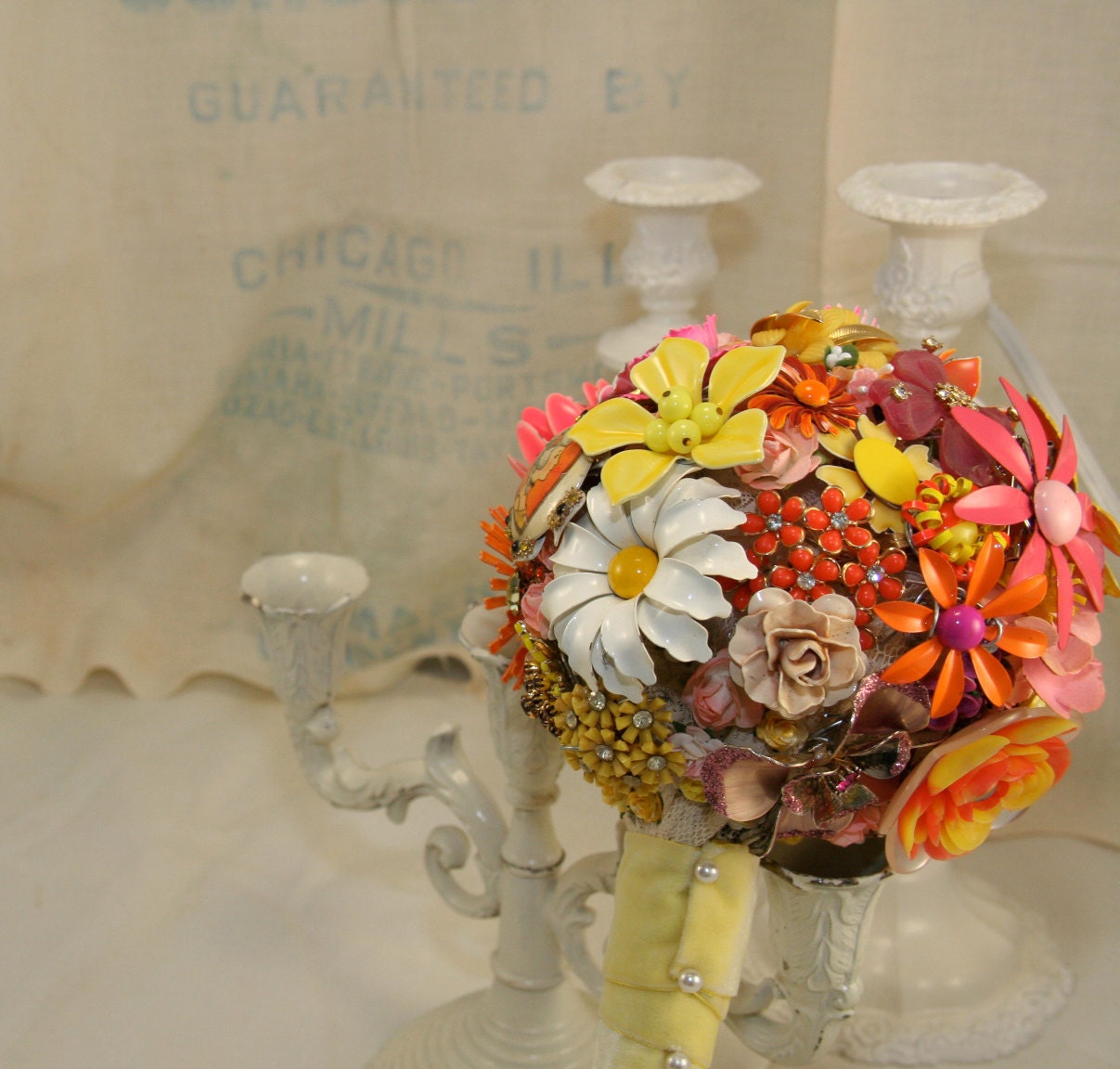 Brooch Bouquet - Colorful Custom Modern Jewelry Heirloom Bouquet - Medium