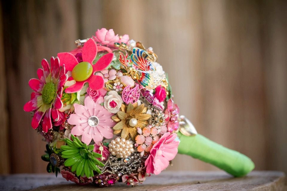 Brooch Bouquet - Colorful Custom Modern Jewelry Heirloom Bouquet - Medium