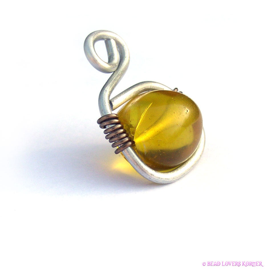 Sun Yellow Pendant Wire Wrapped