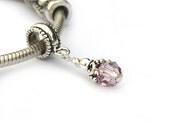 June Birthstone European Charm Dangle Sterling Silver