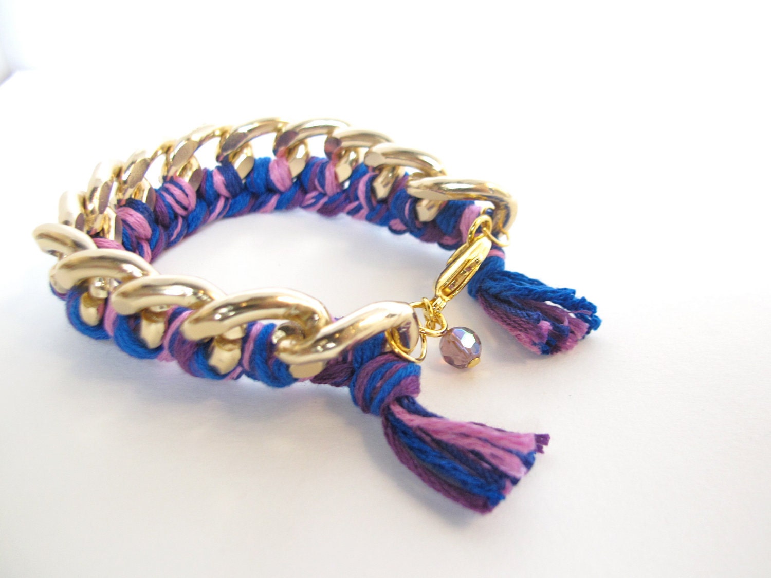Woven Friendship bracelet in purple  blue