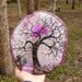 Pink Brazil Geode Agate slice wire Tree Of Life Ancient Spirit sculpture Drusy Crystal, Amethyst Crystals, Gemstones, LAMP, original Art 9A
