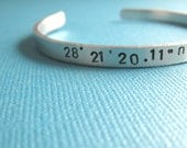 Latitude and Longitude Bracelet Hand Stamped Personalized Bracelet by TheCopperFox