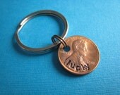 Lucky Penny Keychain Hand Stamped Penny Keychain by TheCopperFox