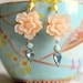 Peach aqua and blue Earrings shabby chic vintage style