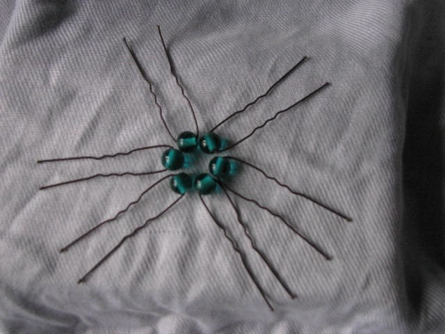 Blue,green oceanblue, aquablue beaded hairpins