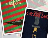 Horror Movie Set - 2 Retro Posters Friday the 13th - A Nightmare on Elm Street 11x17 Prints