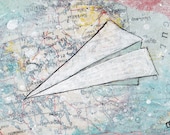Paper Plane (over Finland): ACEO Original Art