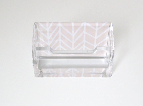 Choose Your Color - Herringbone Lucite Business Card Holder