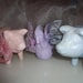 Glitter Barn animals Pig Rooster Cow pink blue lavender w organza ribbon