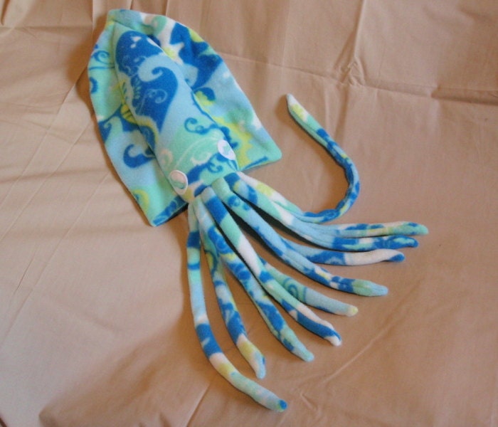 Melusine the Tropical Blue Fleece Plush Cuddlefish - Plush Cuttlefish Stuffed Animal