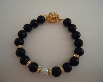 Black Bracelet Crystal Yellow Gold Jewellery