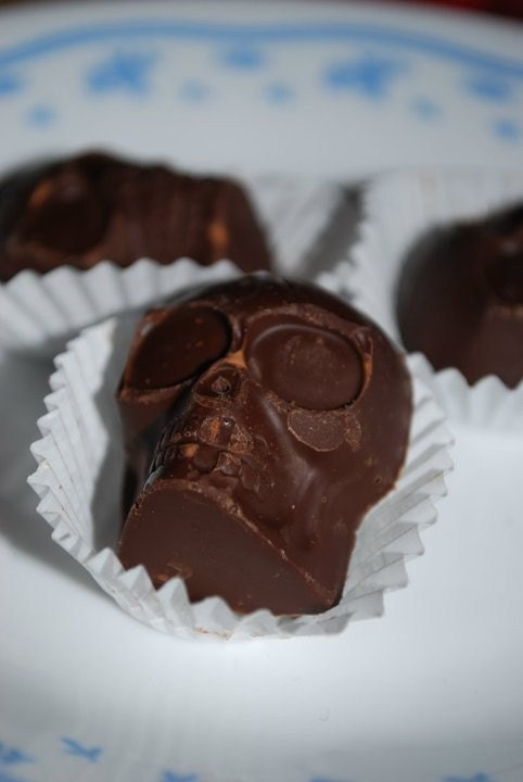 Vegan Chocolate Skulls with almonds and sea salt