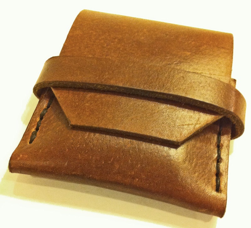 Mens Brown Leather Minimal Credit Card Wallet