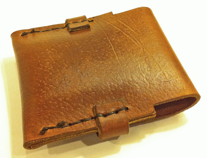 Mens Brown Leather Minimal Credit Card Wallet