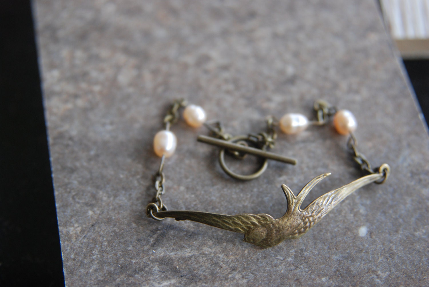 Swallow bracelet with pearls-bird-sparrow