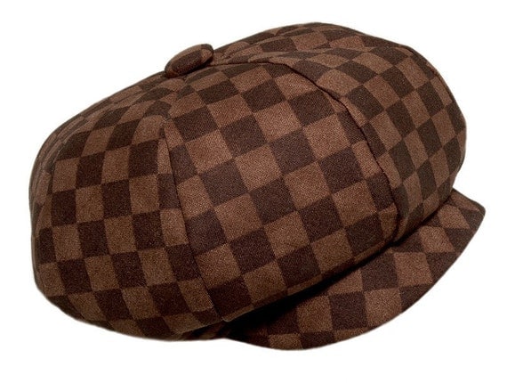The Lucas Golf baby boy hat, in brown checkered cotton, baby boy hats, by pink2blue.