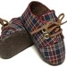 William Baby Boy Shoes, Maroon and Blue Plaid, Sporty, Trendy, Infant sizes,Handmade, Baby Boy Shoes.