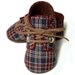 William Baby Boy Shoes, Maroon and Blue Plaid, Sporty, Trendy, Infant sizes,Handmade, Baby Boy Shoes.