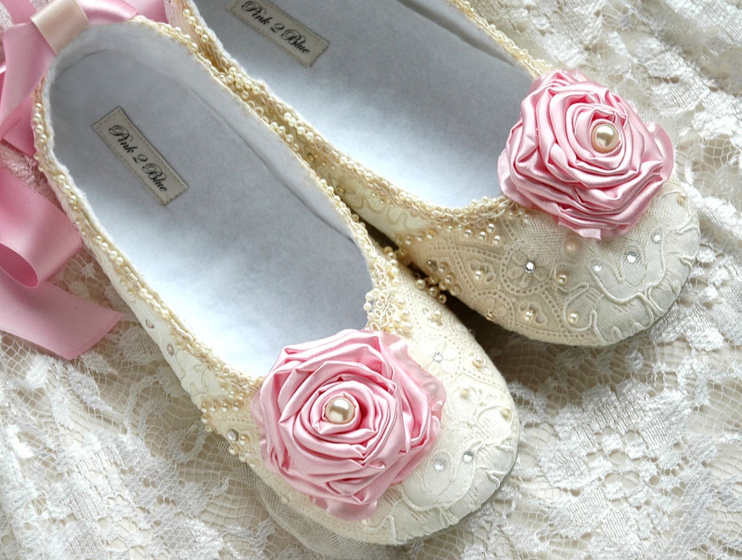 Wedding Shoes - Victoria Bridal Ballet Flat, Vintage Lace, Swarovski Crystals, Pearls, Custom Made Women's Bridal Shoes