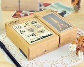 paris stamps and lomo stickers set (korean stamp sticker set)