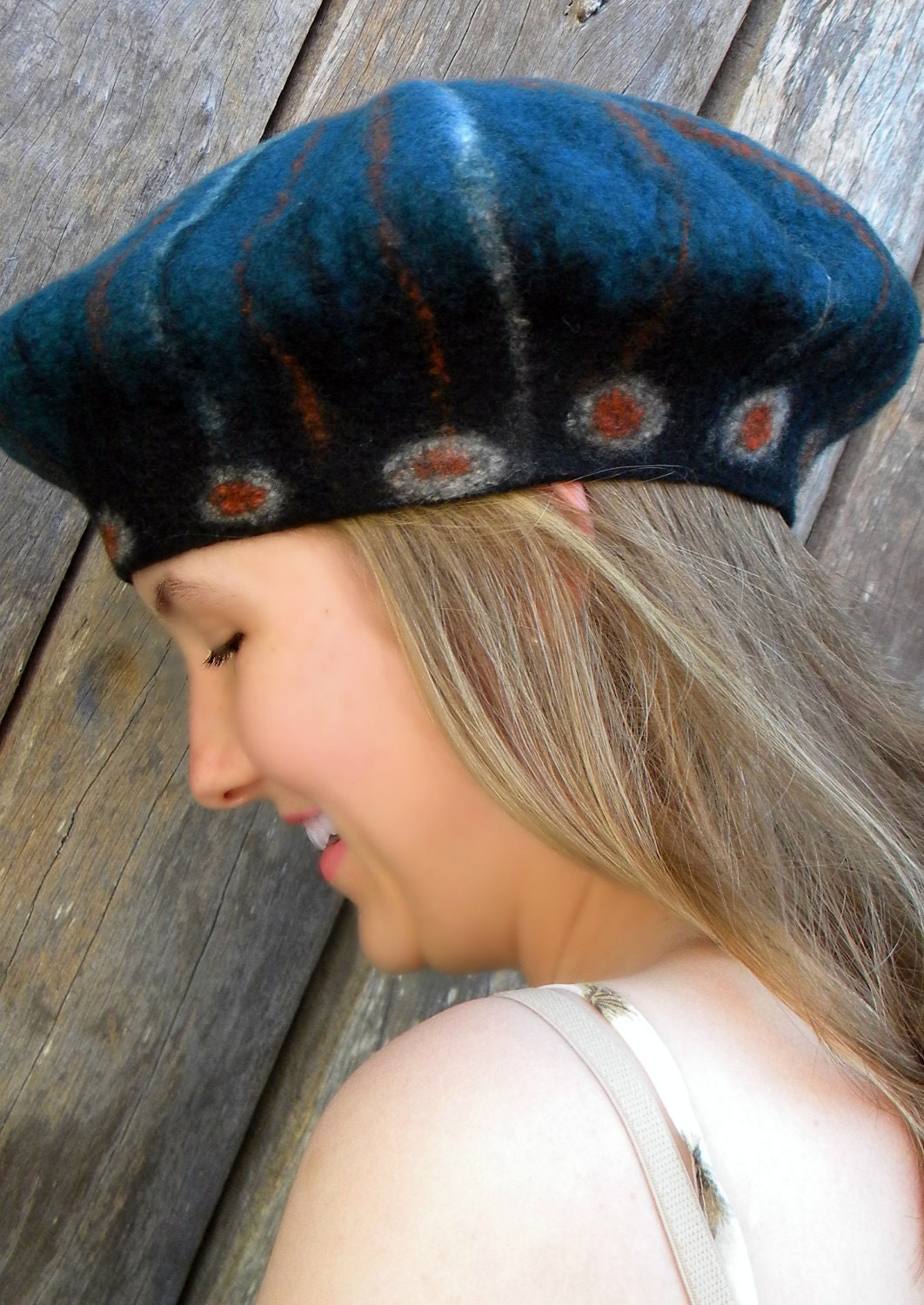 Felted Merino Wool Beret / Handmade in Australia / 'Maxine'