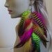 Fuschia Yellow Turquoise Orange Lime Green Grizzly Single Feather Earring