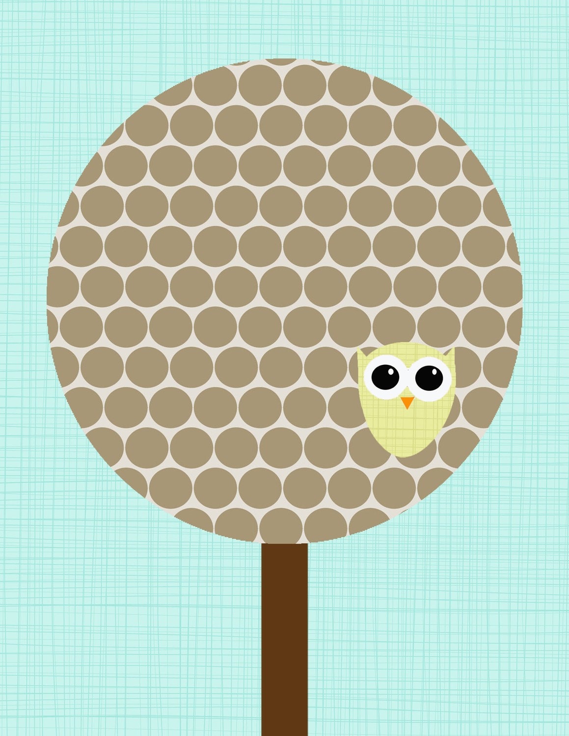 Kids wall art 8x10 Customizable Owl in Tree Print - Brown, Lime, and Aqua or pick your own colors - woodland - owls