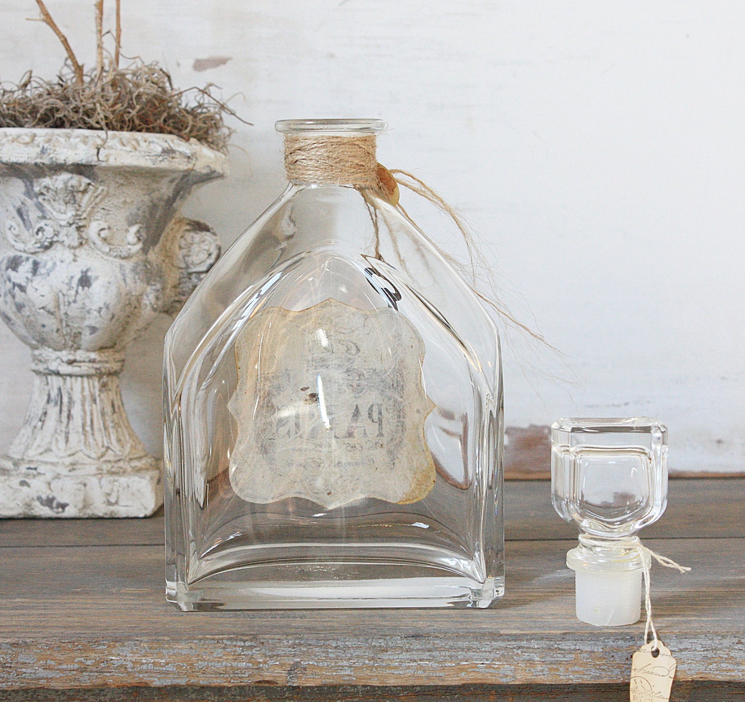 CYBER MONDAY SALE Repurposed Vintage Bottle - Rustic & French