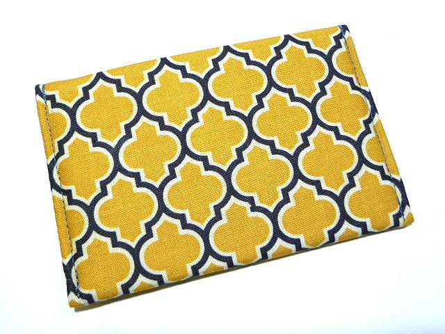 Business Card Holder - Yellow and Grey Lattice
