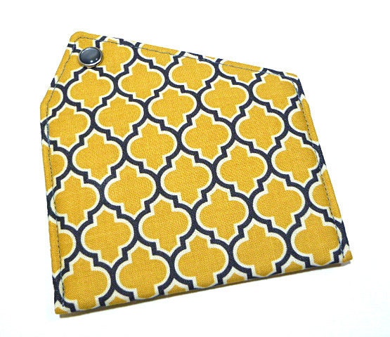Business Card Holder - Yellow and Grey Lattice