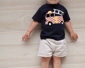 Firetruck Birthday - Boys Birthday - Fire truck Applique-  You Choose Shirt Color, Sleeve Length or Personalize (Number or Initial)