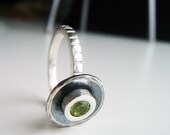 modern engagement ring - unique wedding band - green peridot - white sapphire - sterling silver - "satellite" by lolide