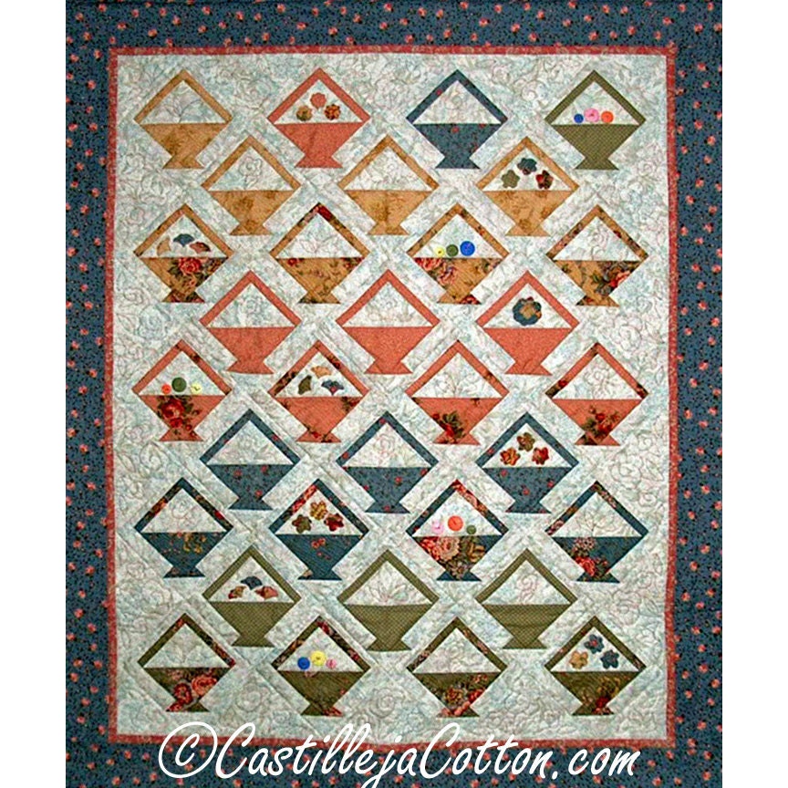Basket Quilted Wall Hanging - Cottage Baskets Wall Quilt, On Sale
