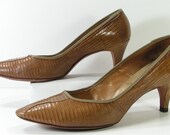 lizard stiletto shoes womens 9 C brown pumps heels leather