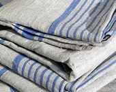 Linen Huckaback Bath Sheet Blue Striped Prewashed
