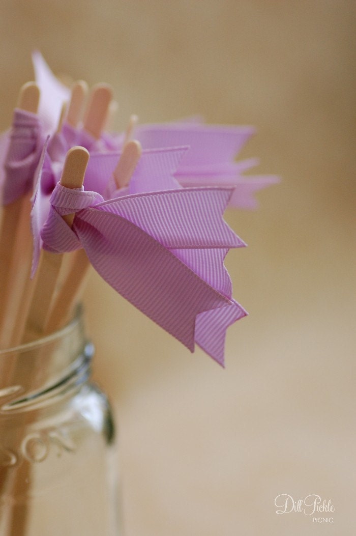 25 Light Purple -  Lavender Grosgrain Ribbon Drink Stirrers or Stir Sticks