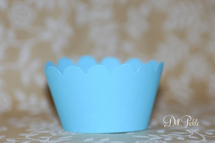 MINI Bright Turquoise Cupcake Wrappers - MINI Cupcake Wraps Set of 25
