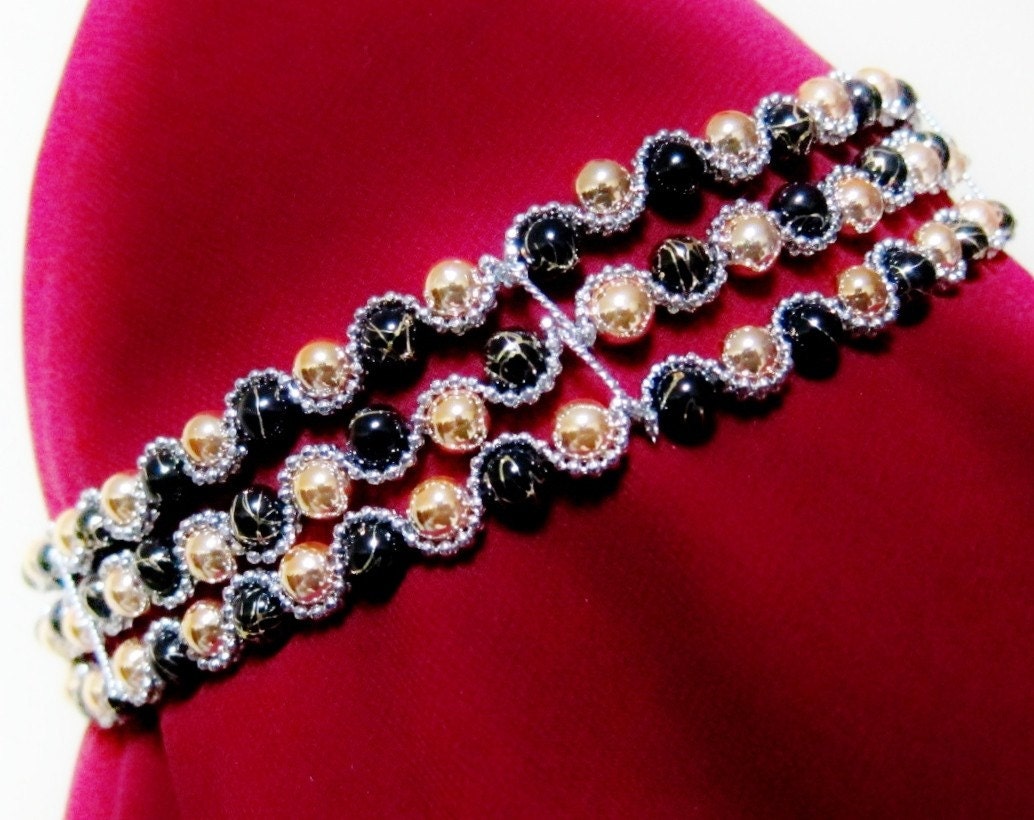 black and gold choker necklace bracelet nkl005