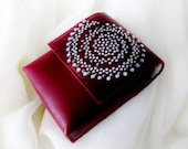 maroon lamb skin spiral crystal hot fix cigarette pouch cip027