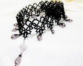 tatting necklace black tatted lace choker nkl010