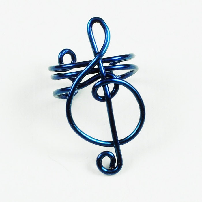 Dark Blue Small Treble Clef Ear Cuff