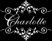 Custom name/monogram framed with scrolly damask