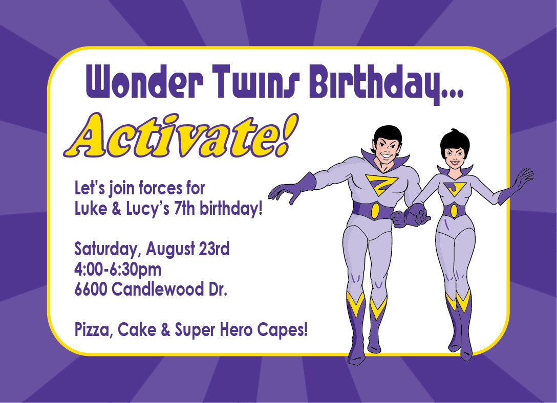 Wonder Twins Birthday Invitation Il_570xn