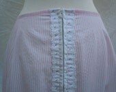 Seersucker maxi SKIRT in pink and white with lace, no.129