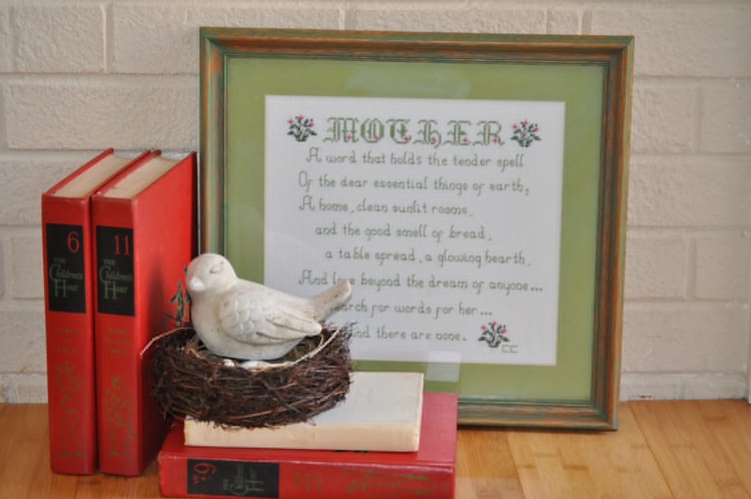 Framed Mothers Poem: Cross Stitched Vintage Poem for Mother's Day or Any Day