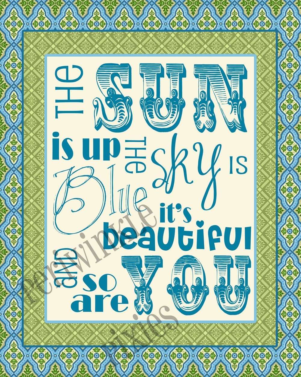 Dear Prudence... The Beatles Typography Printable 16 x 20 with Fun border